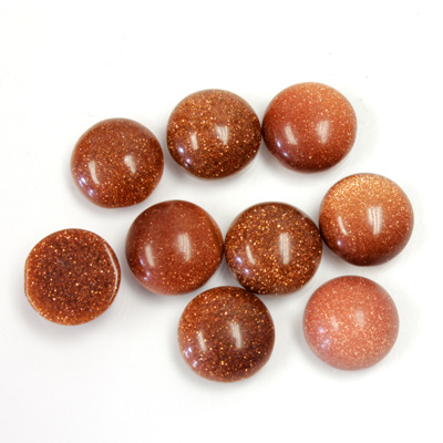 Man-made Cabochon - Round 09MM BROWN GOLDSTONE