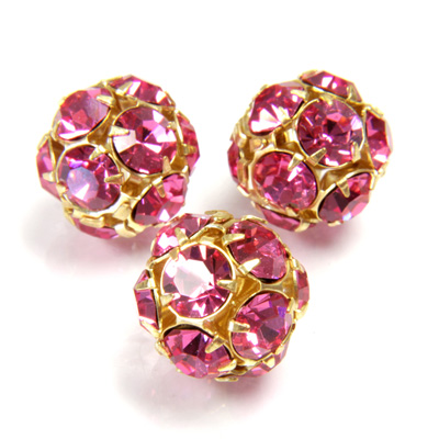 Czech Crystal Rhinestone Ball - 12MM ROSE-GOLD