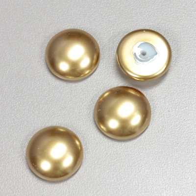 Glass Medium Dome Pearl Dipped Cabochon - Round 15MM GOLD
