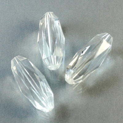 Plastic Bead - Faceted Lantern 24x10MM CRYSTAL