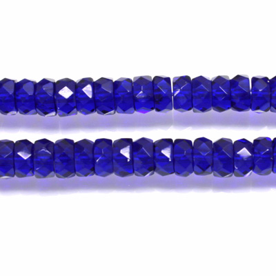 Czech Glass Fire Polished Bead - Rondelle 06x3MM COBALT