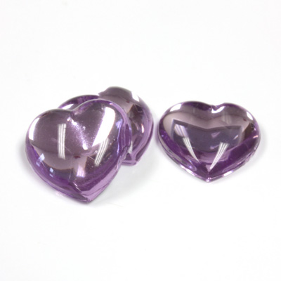 Plastic Flat Back Foiled Cabochon - Heart 18.5MM LT AMETHYST