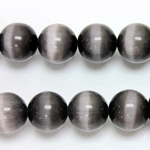 Fiber-Optic Synthetic Bead - Cat's Eye Smooth Round 12MM CAT'S EYE GREY