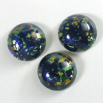 Glass Medium Dome Lampwork Cabochon - Round 18MM BLACK OPAL (00374)