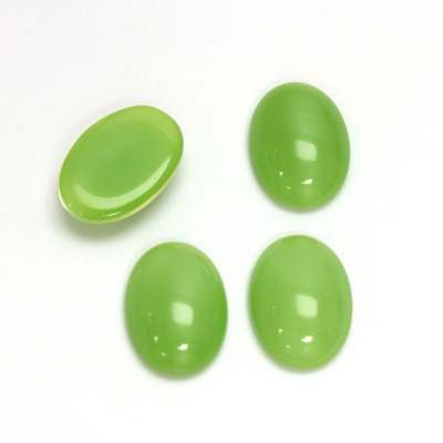 Glass Medium Dome Cabochon - Oval 14x10MM MOONSTONE LIGHT GREEN