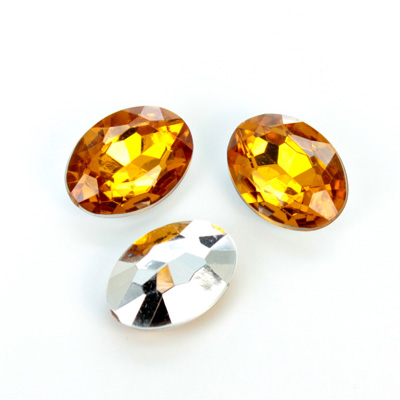 Plastic Point Back Foiled Stone - Oval 18x13MM TOPAZ