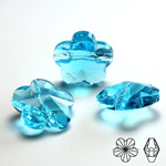 Chinese Cut Crystal Bead Side Drilled - Flower 18MM AQUA