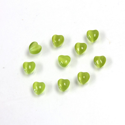 Fiber-Optic Cabochon - Heart 04MM CAT'S EYE OLIVE