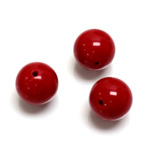 Plastic Bead - Opaque Color Smooth Round 14MM RED