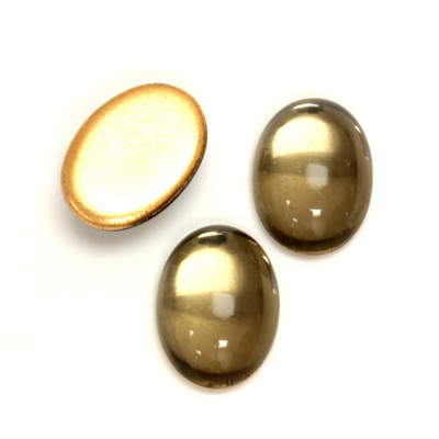 Glass Medium Dome Foiled Cabochon - Oval 18x13MM BLACK DIAMOND