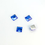 Plastic Flat Back Foiled Rose Cut Rhinestone - Square 06x6MM SAPPHIRE