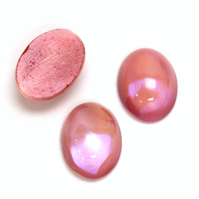 Glass Medium Dome Lampwork Cabochon - Oval 18x13MM MOONSHINE PINK (1660)