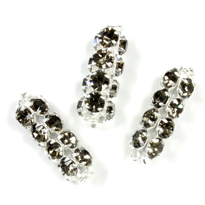 Preciosa Rhinestone Rondelle Crystal Tubes 20x7MM BLACK DIAMOND/SILVER