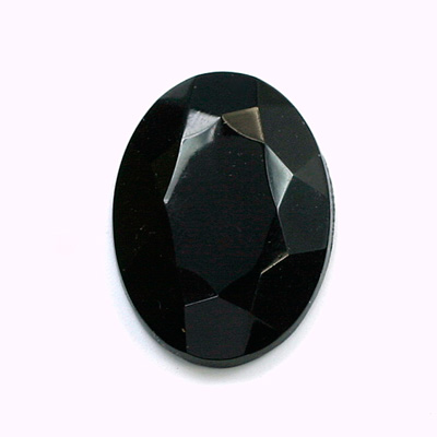 Glass Flat Back Rose Cut Faceted Opaque Stone - Oval 25x18MM JET