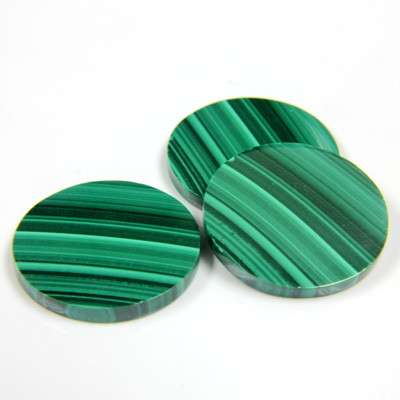 Gemstone Flat Back Flat Top Straight Side Stone - Round 18MM MALACHITE