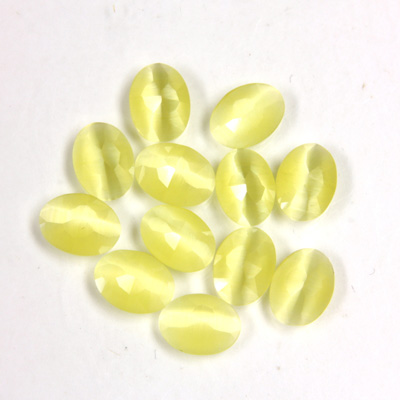 Fiber-Optic Flat Back Cabochon - Rauten Rose Oval 08x6MM CAT'S EYE YELLOW