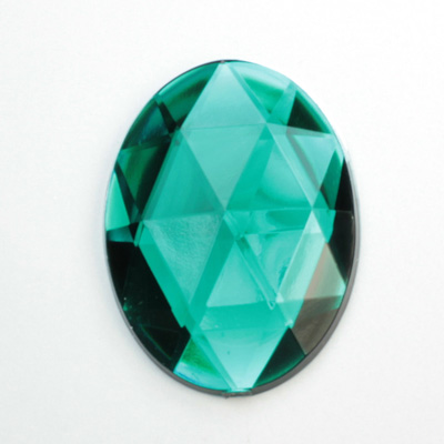 Plastic Flat Back Foiled Rauten Rose Rhinestone - Oval 40x30MM EMERALD