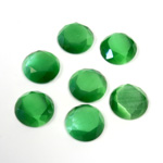 Fiber-Optic Flat Back Stone with Faceted Top and Table - Round 09MM CAT'S EYE GREEN