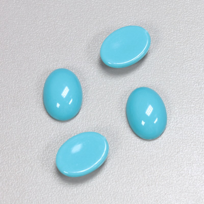 Plastic Flat Back Opaque Cabochon - Oval 14x10MM TURQUOISE