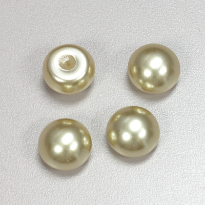 Glass High Dome Cabochon Pearl Dipped - Round 14MM LT OLIVE