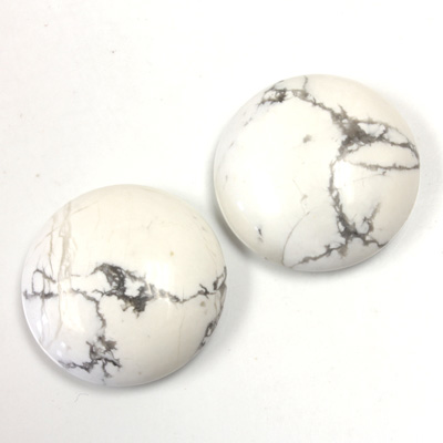 Gemstone Cabochon - Round 20MM WHITE HOWLITE