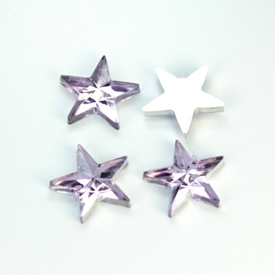 Plastic Flat Back Foiled Rose Cut Rhinestone - Star 15MM LT AMETHYST