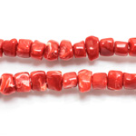 Plastic  Bead - Mixed Color Irregular Nugget 10x6MM RED CORAL