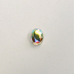 Glass Flat Back Rose Cut Faceted Foiled Stone - Oval 08x6MM CRYSTAL AB