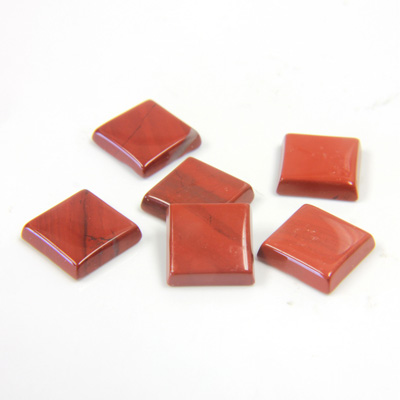 Gemstone Flat Back Single Bevel Buff Top Stone - Square 08x8MM RED JASPER