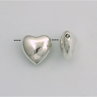 Metalized Plastic Smooth Bead - Heart 12MM SILVER