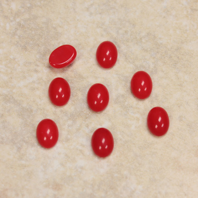 Glass Medium Dome Opaque Cabochon - Oval 07x5MM CHERRY RED