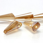 Chinese Cut Crystal Bead - Fancy Cone 16x8MM AMBER GOLD COAT