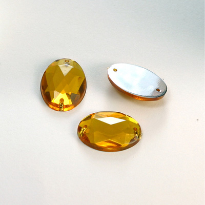 Plastic Flat Back 2-Hole Foiled Sew-On Stone - Oval 18x13MM TOPAZ