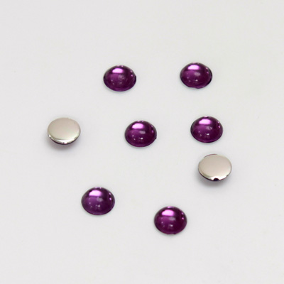 Plastic Flat Back Foiled Cabochon - Round 05MM AMETHYST