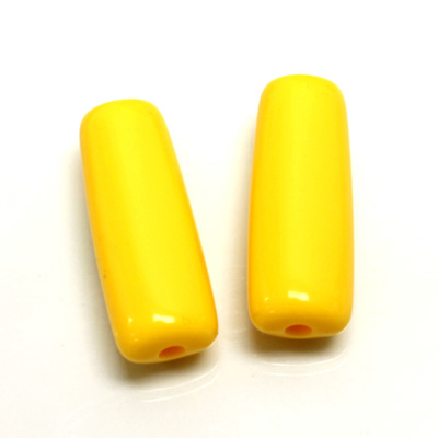Plastic Bead - Opaquer Smooth Tube 32x12MM BRIGHT YELLOW