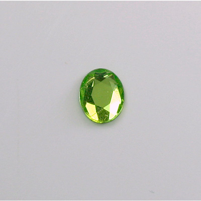 Glass Flat Back Rose Cut Faceted Foiled Stone - Oval 10x8MM PERIDOT