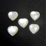 Shell Flat Back Cabochon - Heart 12MM WHITE MOP