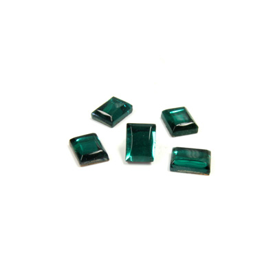 Glass Buff Top Foiled Cabochon - Cushion 08x6MM EMERALD