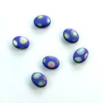 Glass Low Dome Buff Top Cabochon - Peacock Oval 08x6MM MATTE BLUE