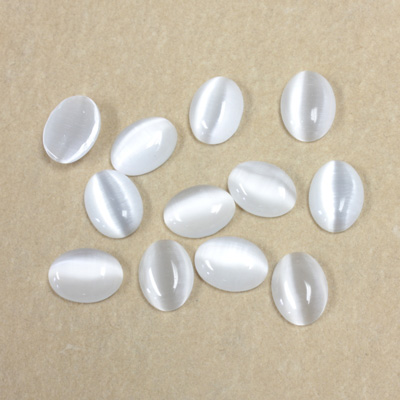 Fiber-Optic Cabochon - Oval 08x6MM CAT'S EYE WHITE