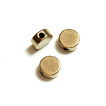 Brass Machine Made Bead - Smooth Flat Side Drilled Round 06MM RAW BRASS