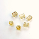 Plastic Bead - Smooth Tube 07x6MM GOLD DUST on CRYSTAL