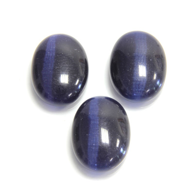 Fiber-Optic Flat Back Cabochon - Oval 18x13MM CAT'S EYE BLUE