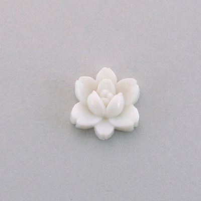 Plastic Carved No-Hole Flower - Rose 14MM WHITE