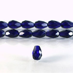 Czech Glass Fire Polish Bead - Pear 10x7MM COBALT