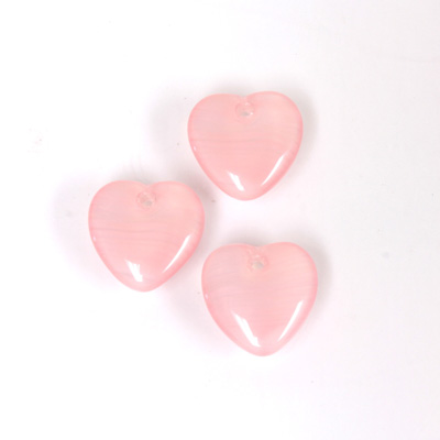 German Pressed Glass Pendant - Smooth Heart 10MM ROSE QUARTZ