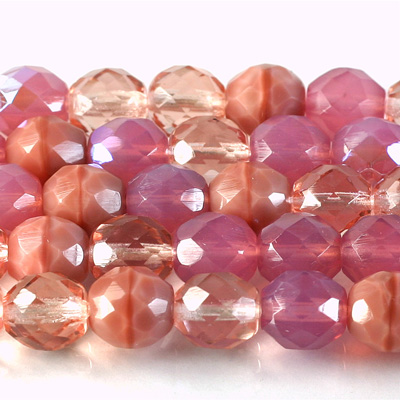 Czech Glass Fire Polish Bead - Round 10MM PINK MIX