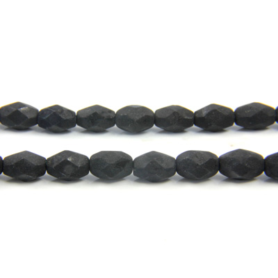 Czech Glass Fire Polish Bead - Oval 07x5MM MATTE JET