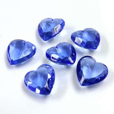 Glass Point Back Tin Table Cut (TTC) Unfoiled - Heart Shape 15x14MM SAPPHIRE