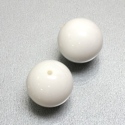 Plastic Bead - Opaque Color Smooth Round 18MM WHITE